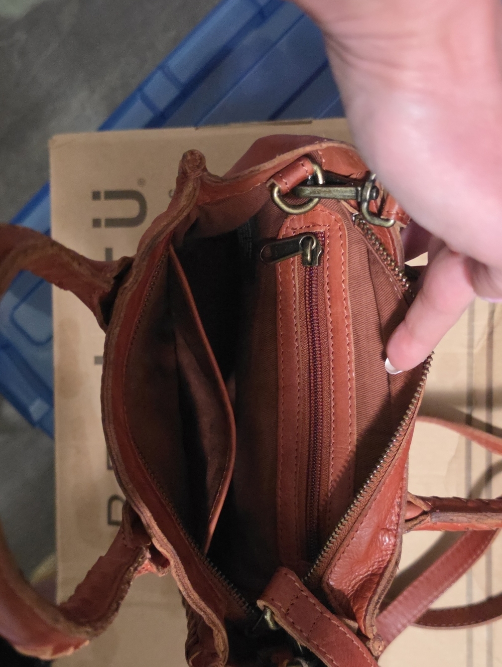 Genuine Leather Burnt Orange Tote Bag with Perforated Detail - Picture 13 of 13